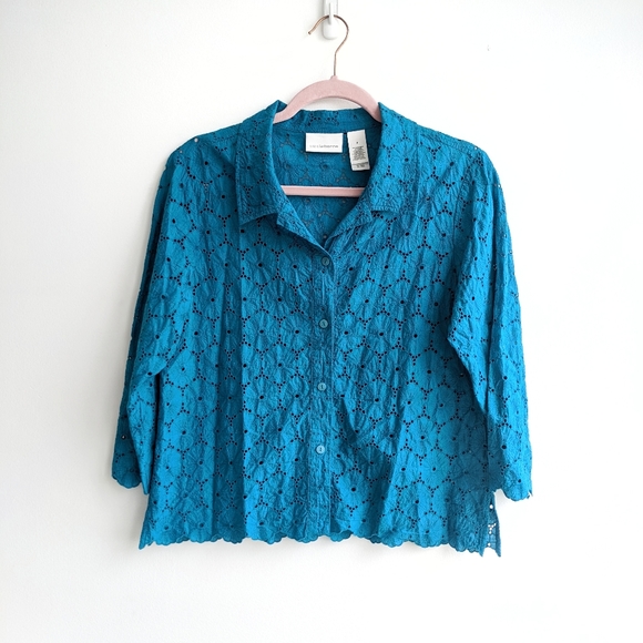 Liz Claiborne button up 3/4 crochet cardigan size 8 - Picture 2 of 8